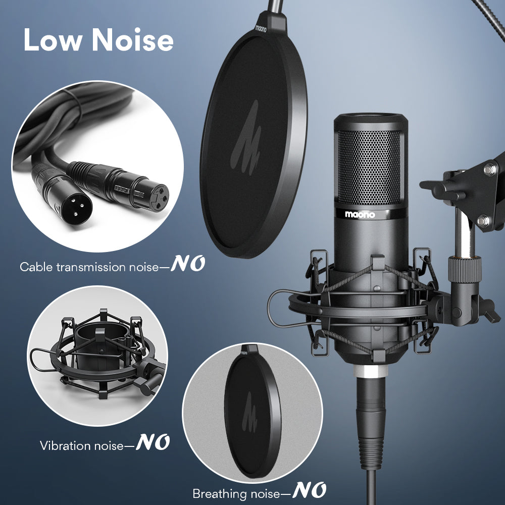Maono XLR Cardioid Professional Vocal Studio Microphone with Boom Arm Kit - maplin.co.uk