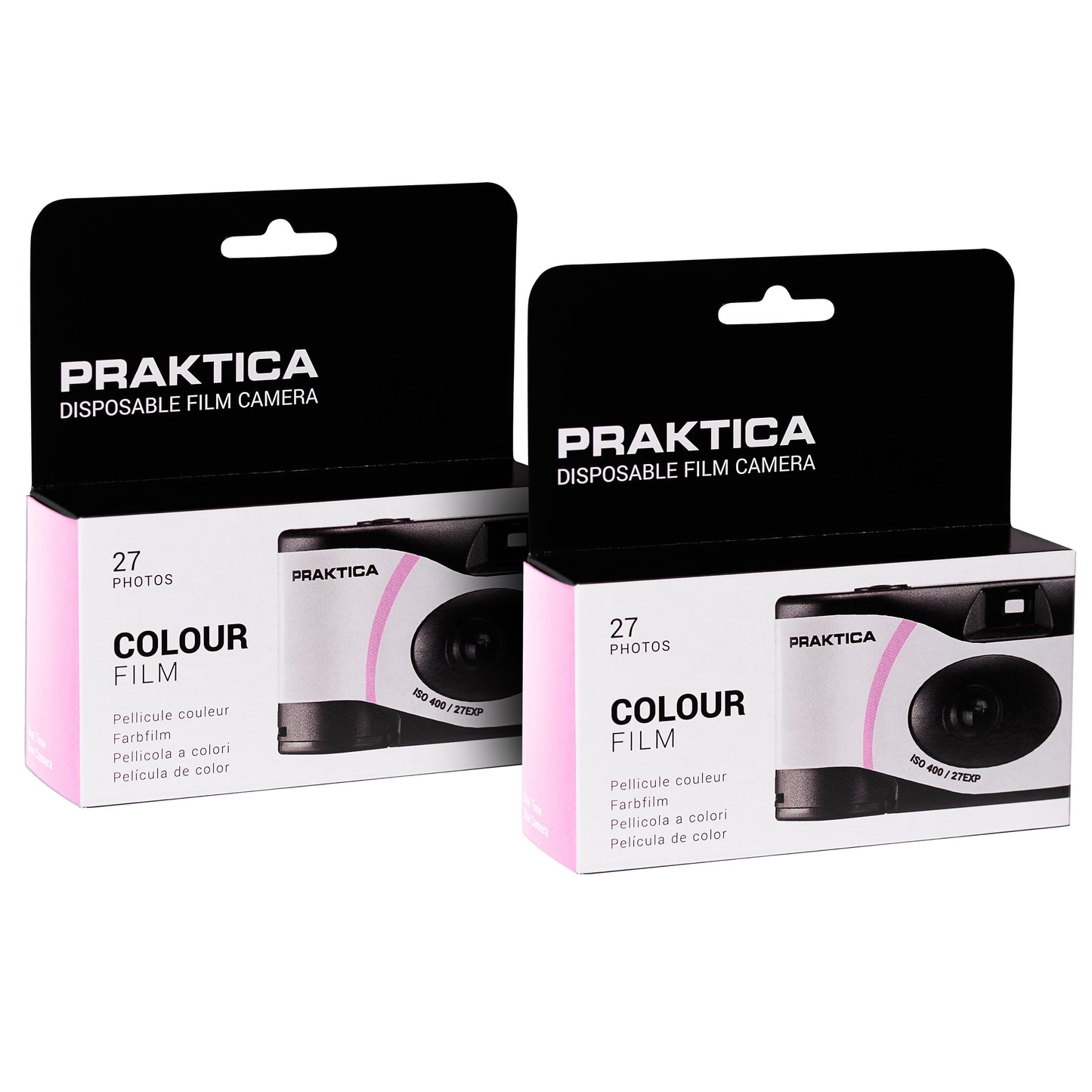 Praktica 35mm Single Use Disposable Film Camera with Flash - Pink Pack of 2