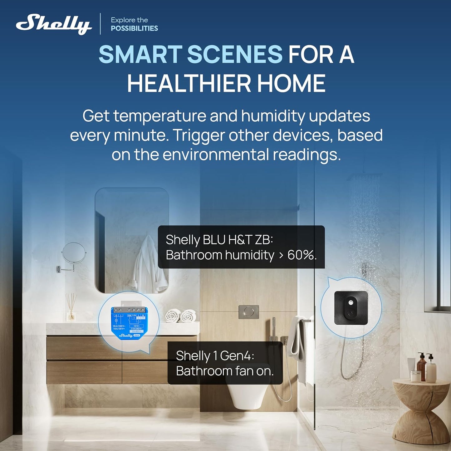 Shelly BLU H&T ZB Bluetooth & Zigbee Temperature & Humidity Sensor