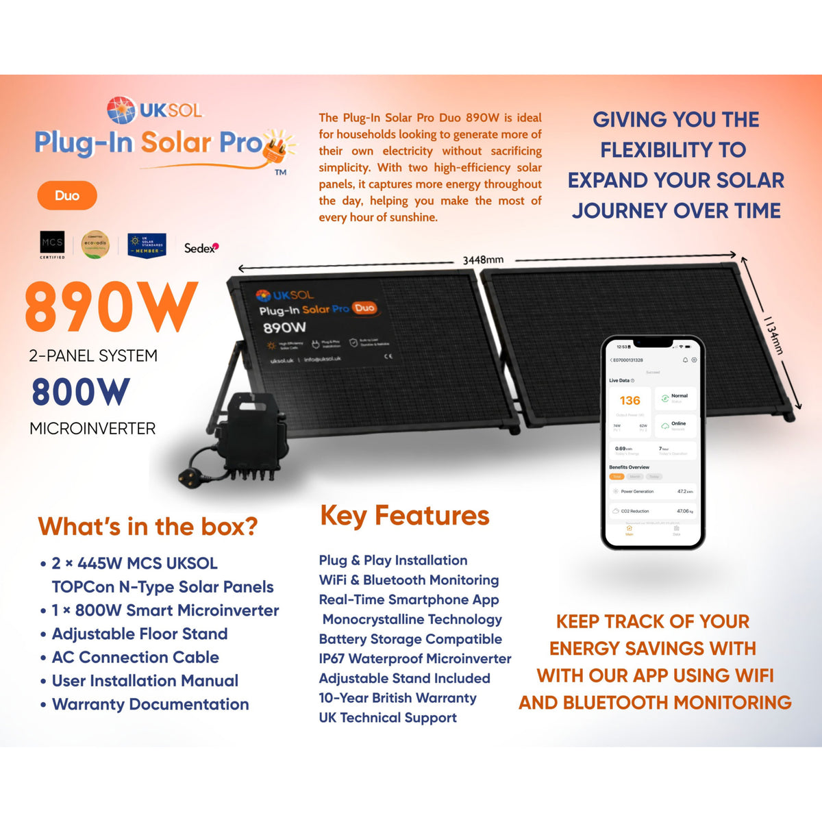 UKSOL Plug-In Solar Pro Duo 890W Hybrid Mount Kit