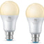 4lite WiZ Connected A60 Warm White WiFi LED Smart Bulb - B22 Bayonet Cap Pack of 2