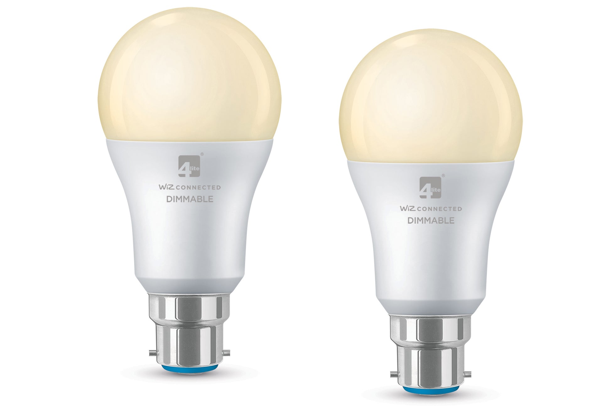 4lite WiZ Connected A60 Warm White WiFi LED Smart Bulb - B22 Bayonet Cap Pack of 2