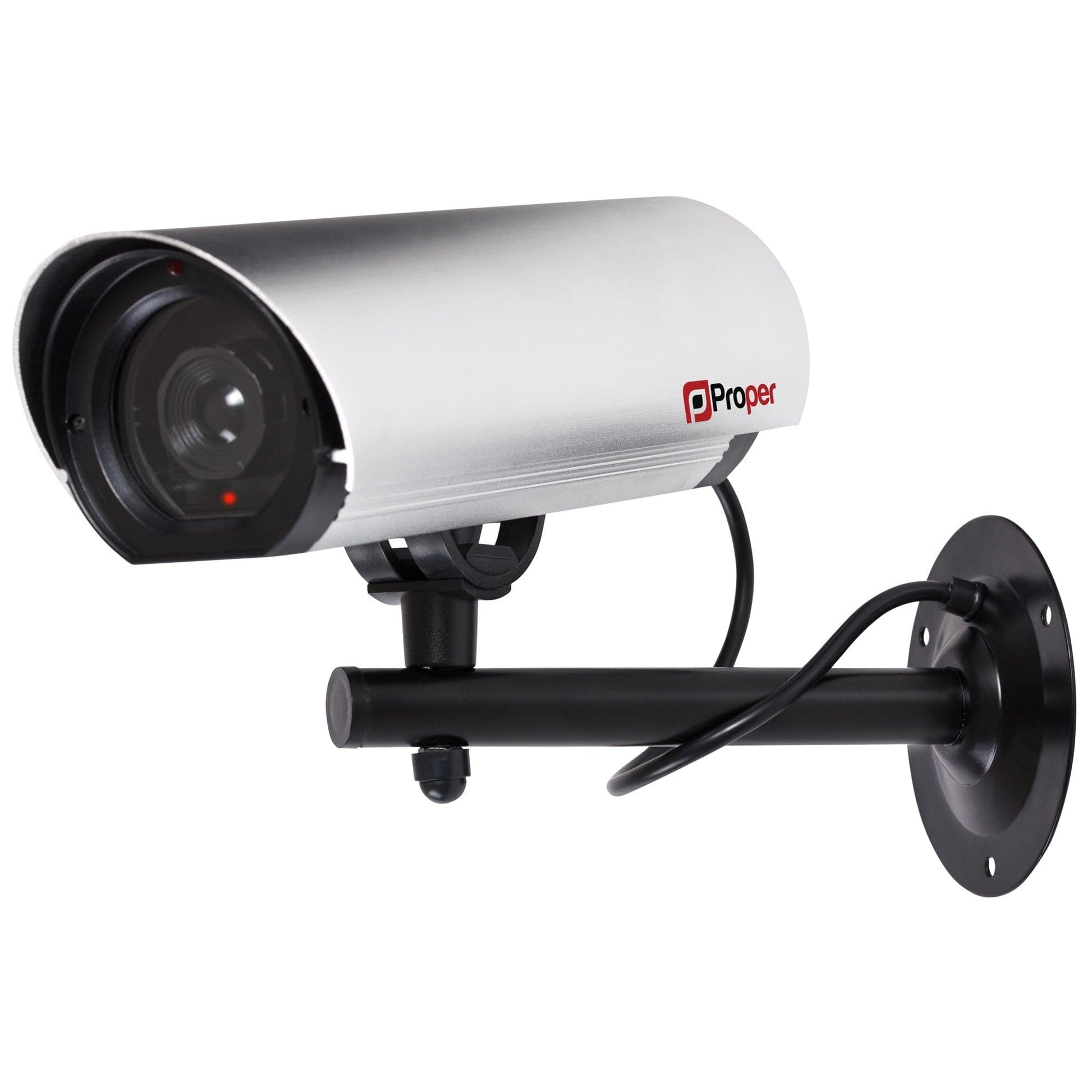 ProperAV Imitation Large 23cm Body Security Camera Aluminium with LED Light - Silver - maplin.co.uk