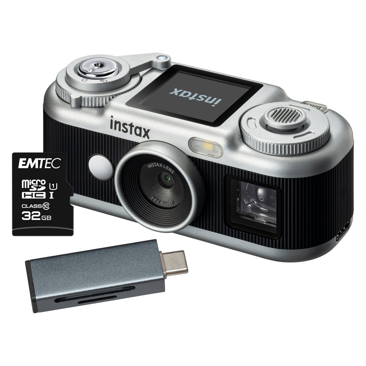 Fujifilm Instax PAL 2 Digital Camera - Black Camera + 32GB MicroSD Card + Card Reader