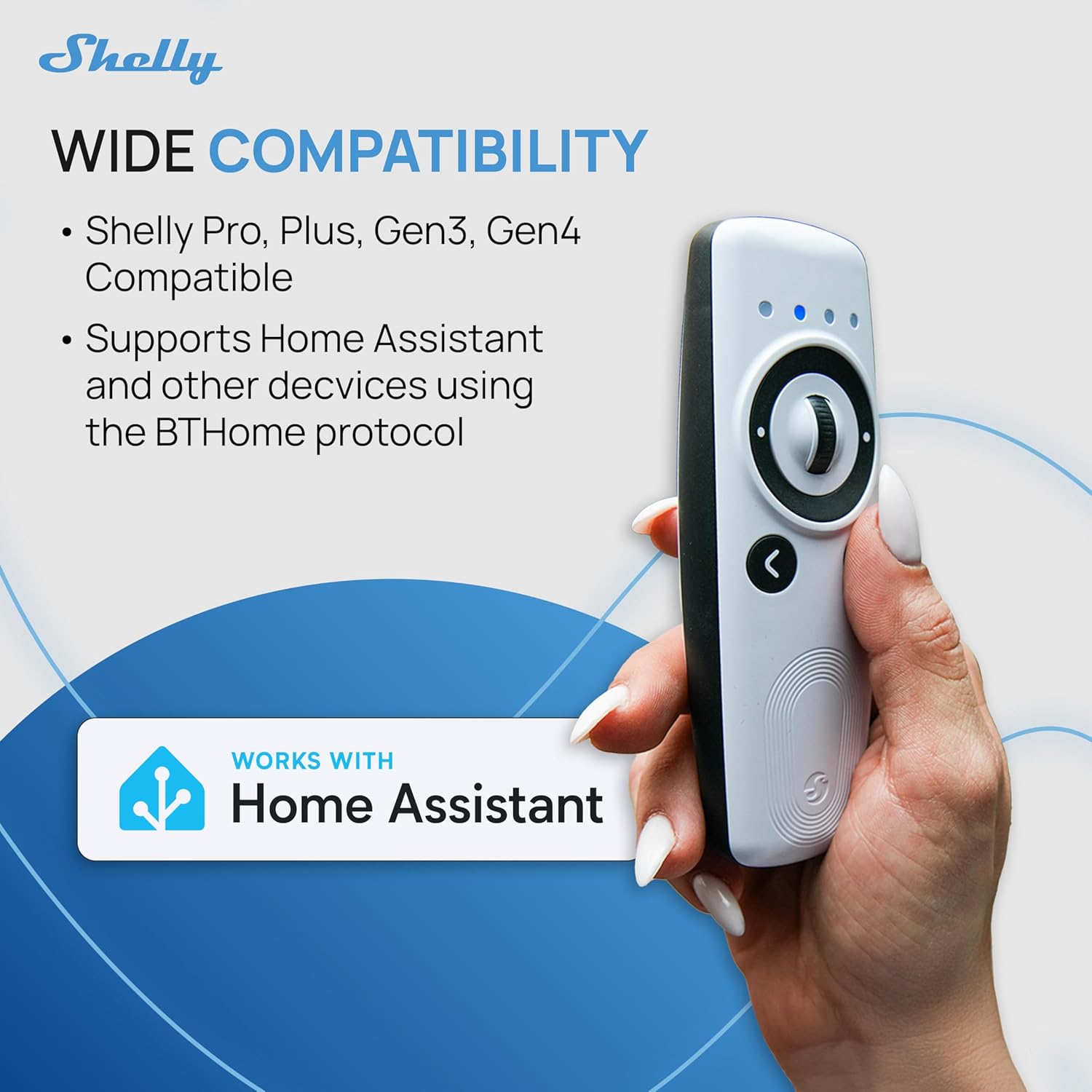 Shelly BLU Smart 4-Channel Bluetooth & Zigbee Remote Control with Gesture Control