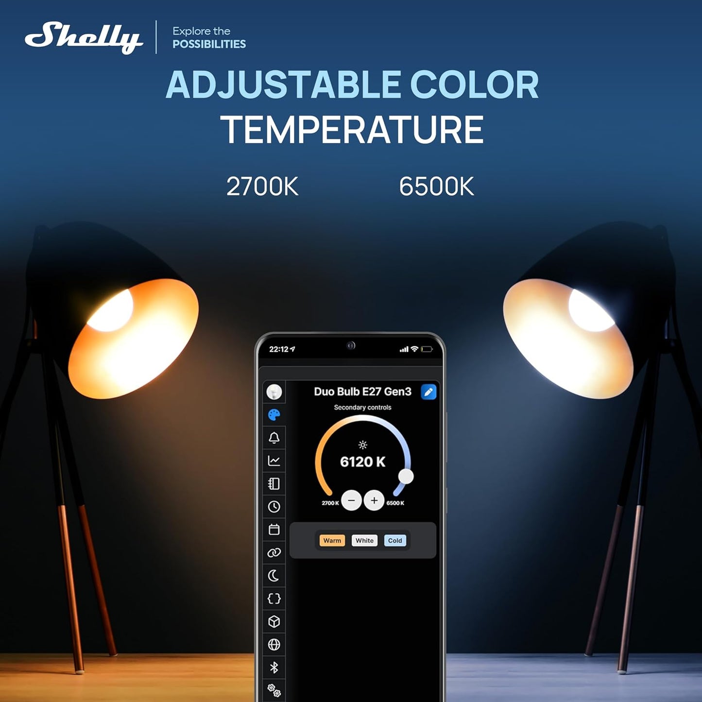 Shelly Duo E27 Gen3 Adjustable White WiFi & Bluetooth Smart Bulb