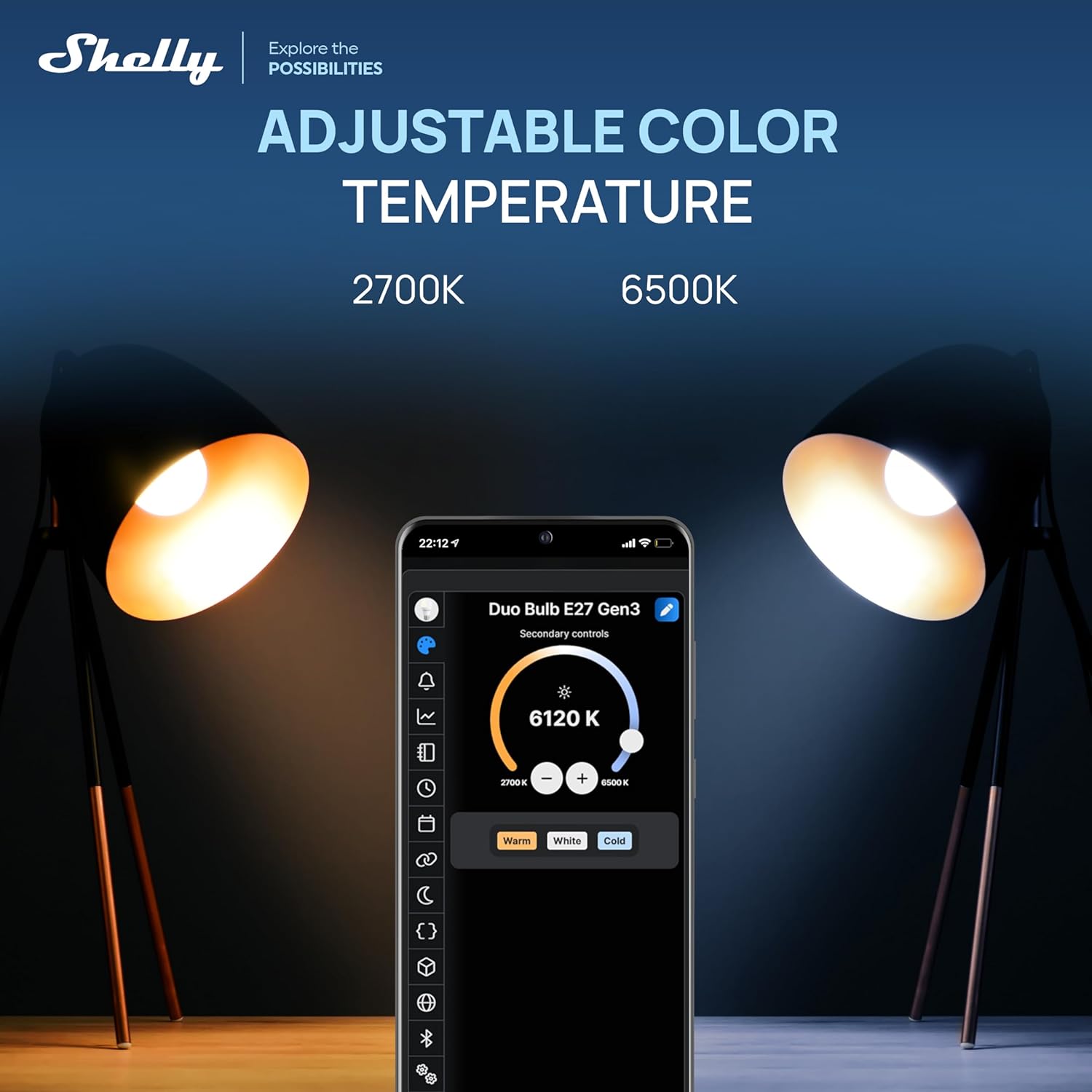Shelly Duo E27 Gen3 Adjustable White WiFi & Bluetooth Smart Bulb