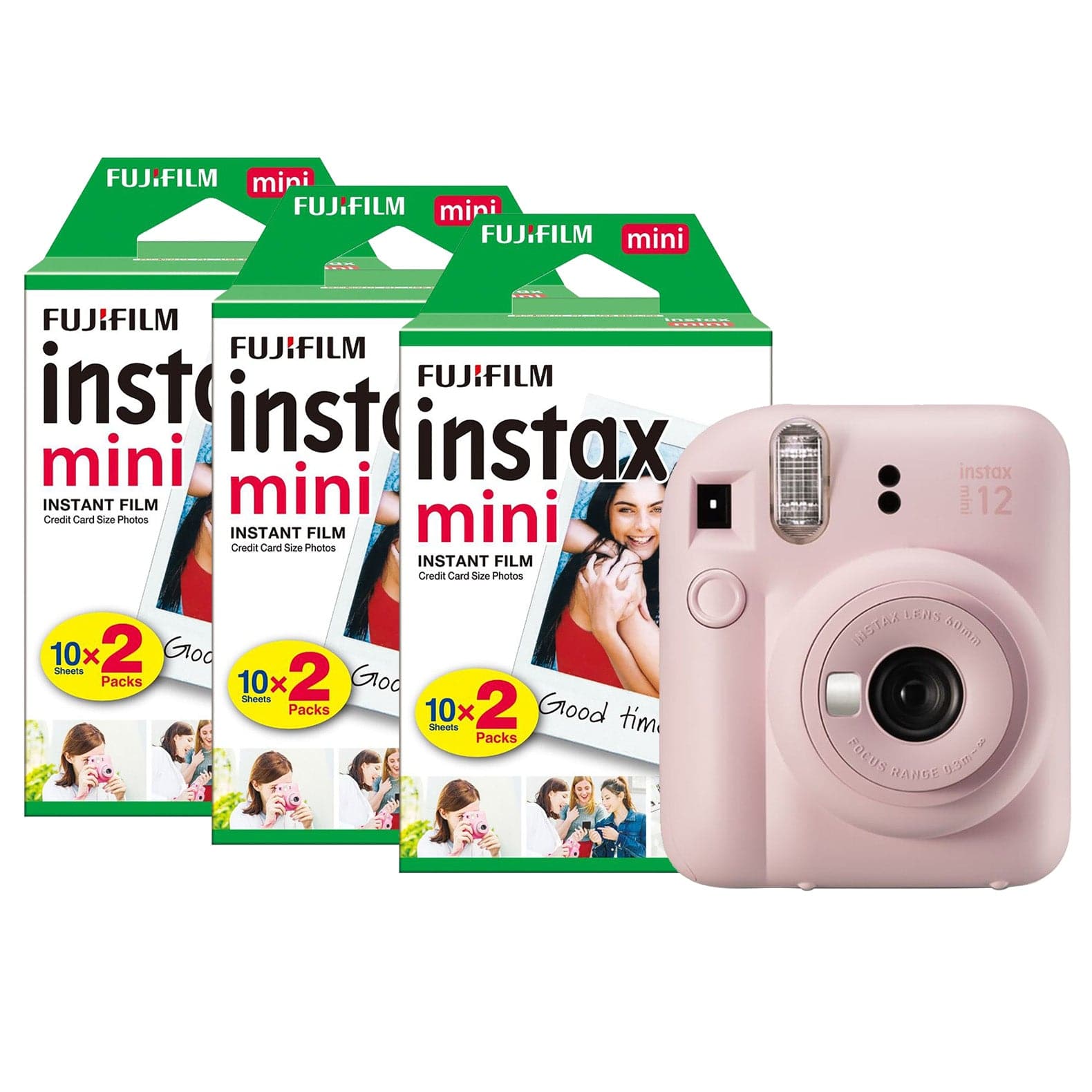 Fujifilm Instax Mini 12 Instant Camera - Blossom Pink Camera + 60 Shot Pack