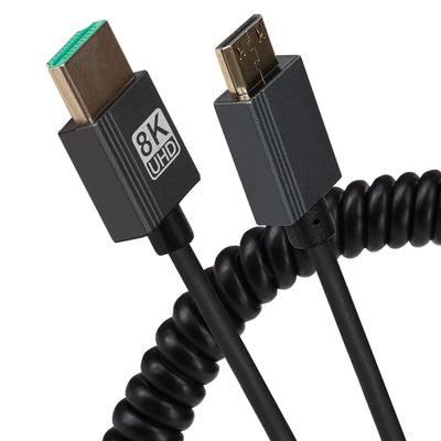 Maplin HDMI to Mini HDMI 8K Ultra HD Coiled Cable - Black, 1m
