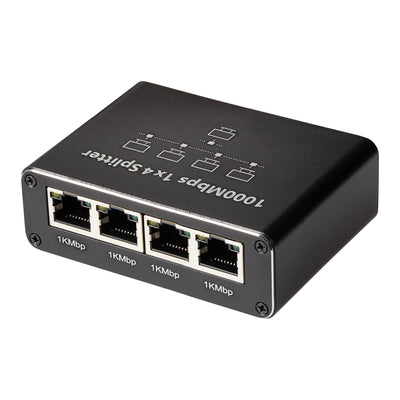 Maplin RJ45 1 Port In 4 Ports Out Ethernet LAN Splitter - Black