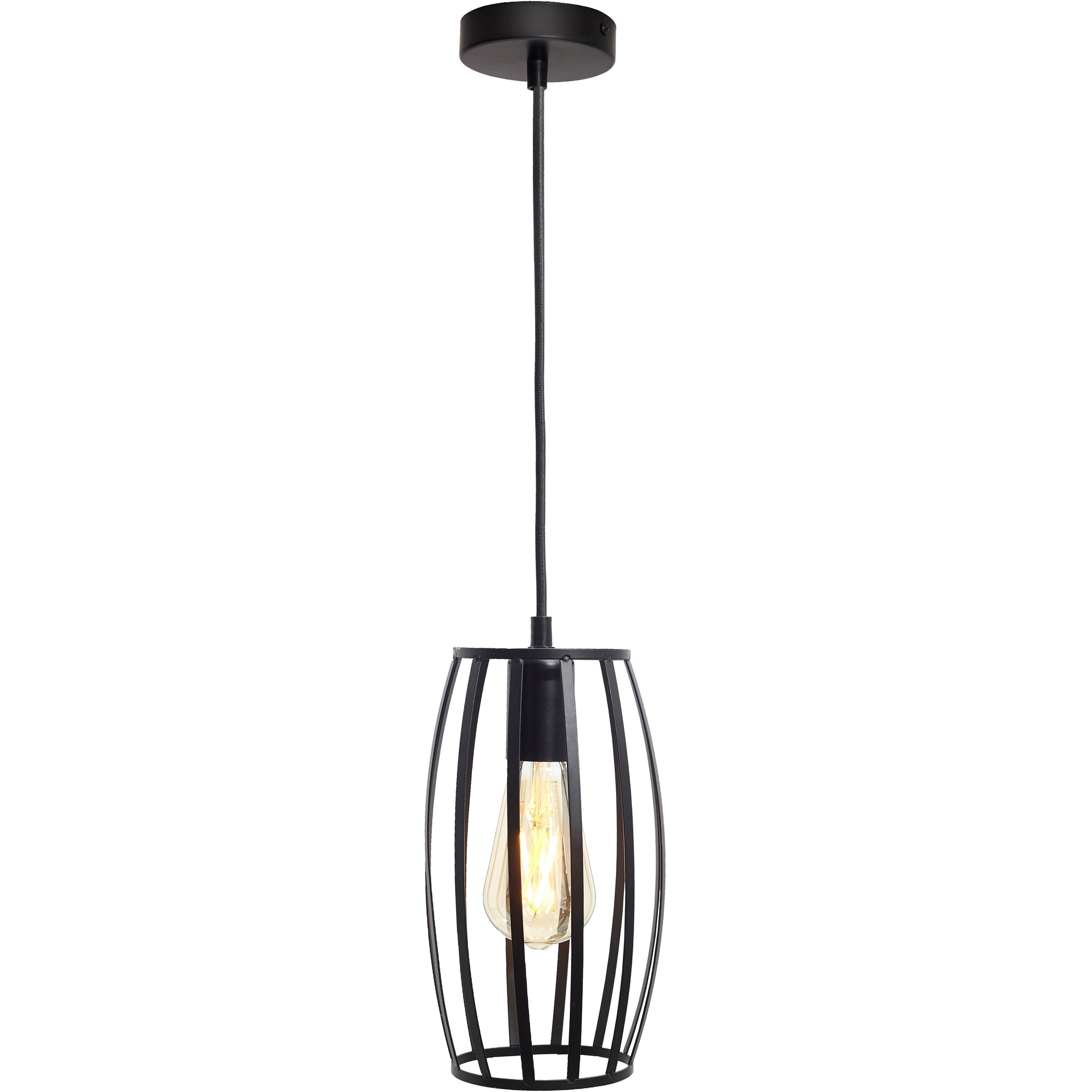 Decorative Pear Cage Lighting Pendant E27 Large Screw Fit Lamp Matte Black