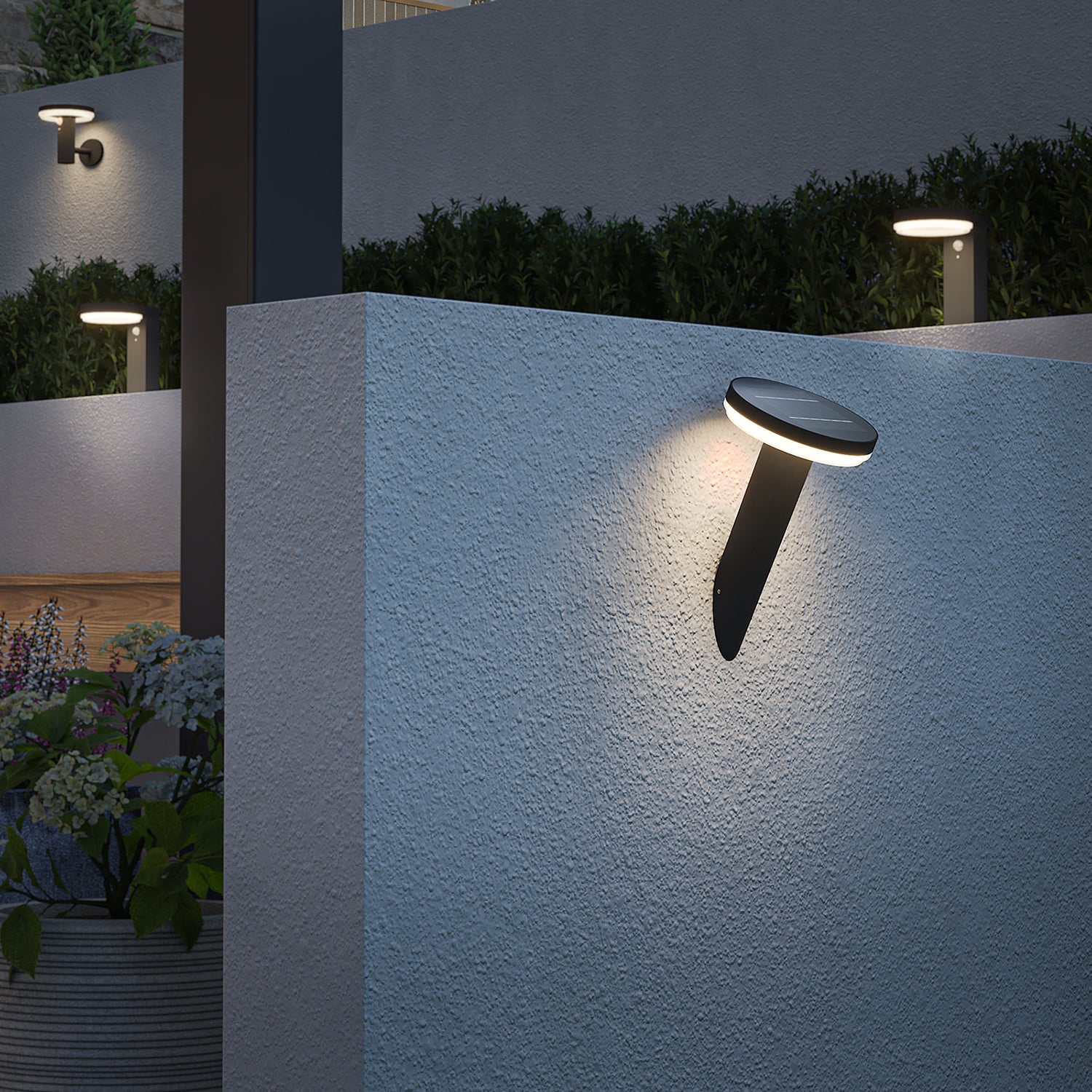 4lite Antheia Solar Slanted IP54 Die-Cast Aluminium LED Outdoor Wall Light with Built in PIR Motion Sensor