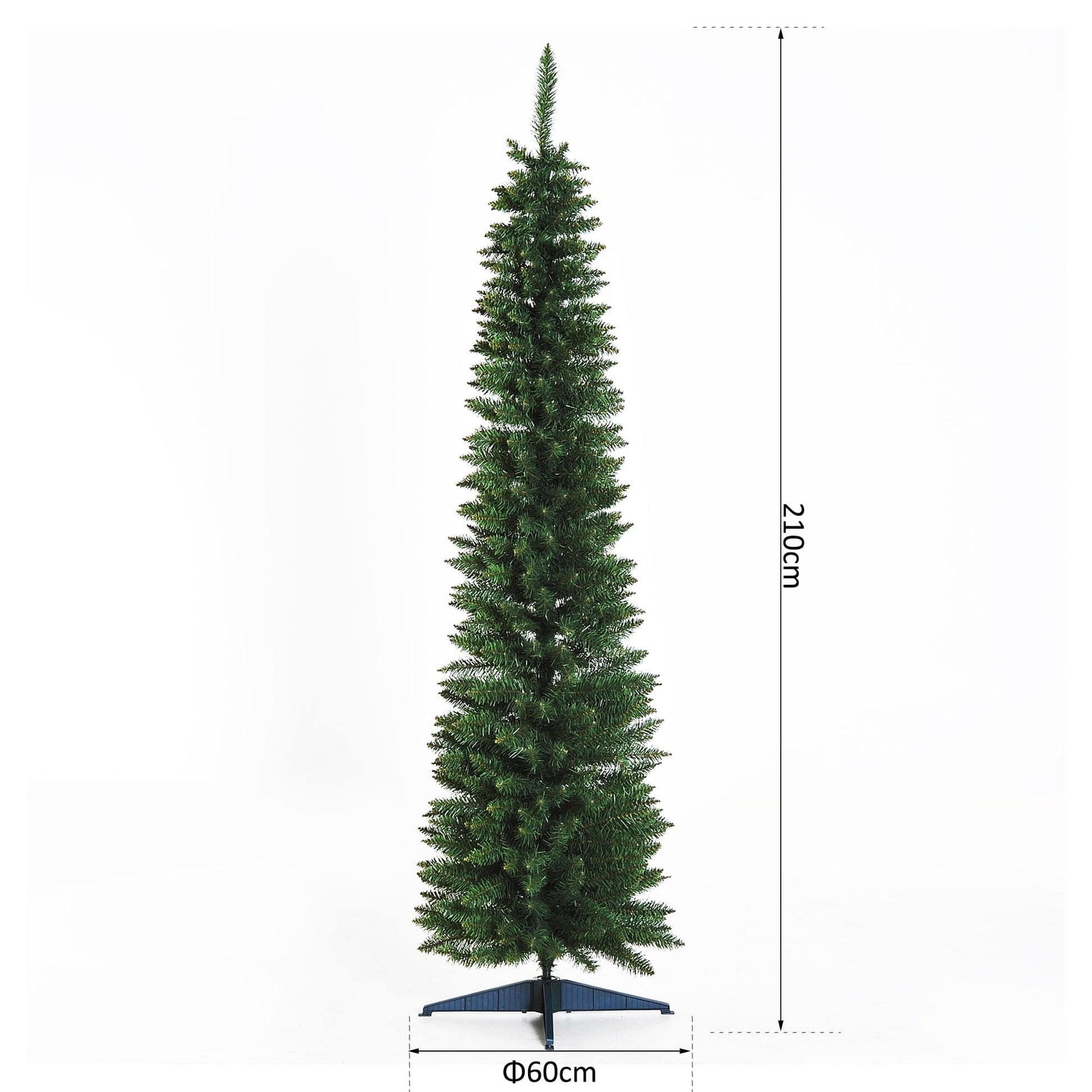 HOMCOM 7ft Artificial Pine Pencil Slim Christmas Tree with Stand - maplin.co.uk