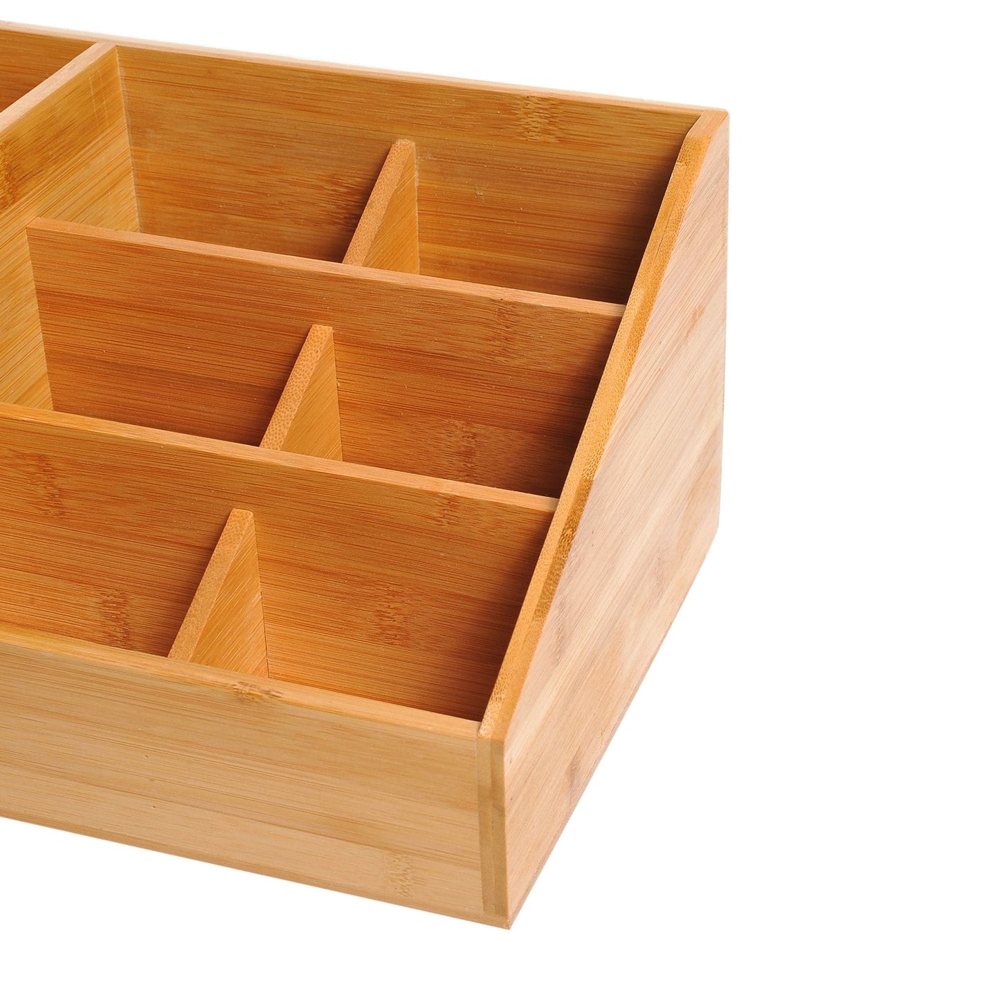 ProperAV Extra Multi-Function Storage Organiser with 7 Storage Compartments & 2 Drawers - Bamboo - maplin.co.uk