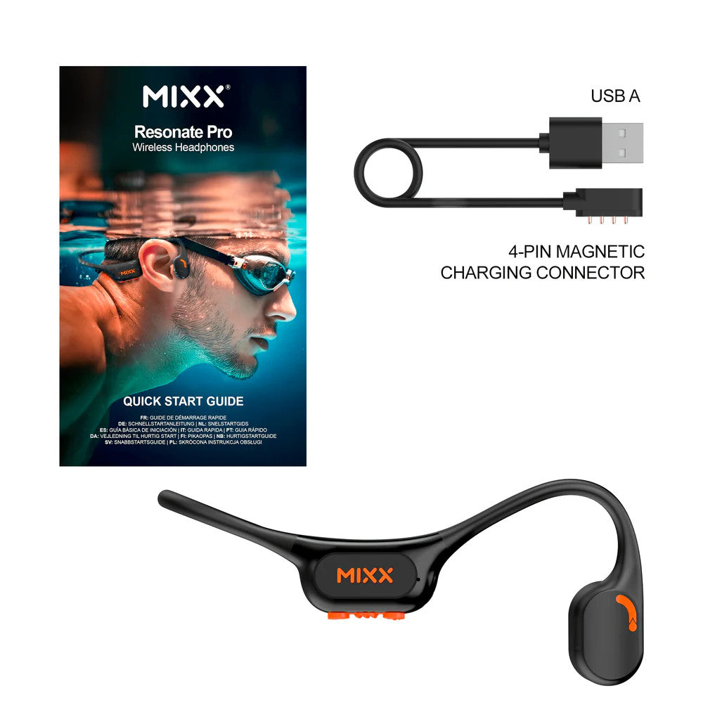 Mixx Resonate Pro Open Ear Bone Conduction Sports Headphones - Black