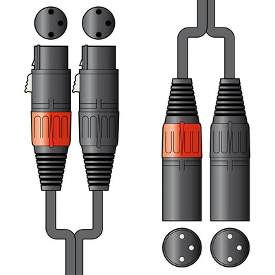 Citronic Classic Audio 2 x XLR Female to 2 x XLR Male Cable - Black