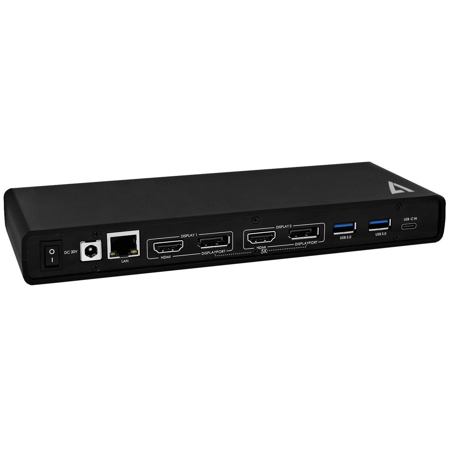 V7 USB-C Dual Display 4K DisplayLink 130W Docking Station with 100W Power Delivery