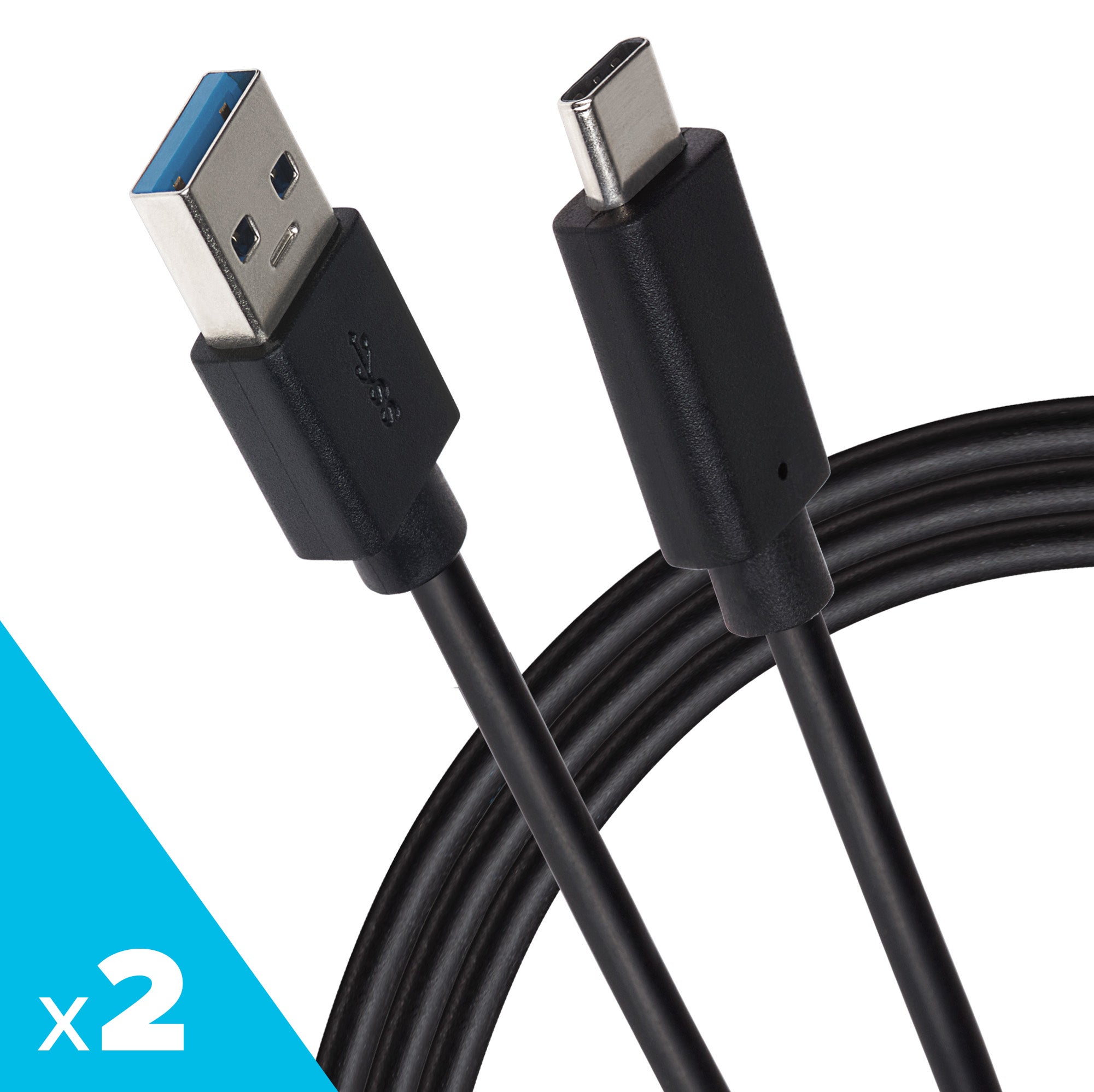 Maplin Pro USB-C to USB-A 3.1 Gen1 5Gbps Super Speed Cable - Black, 1m (Pack of 2)