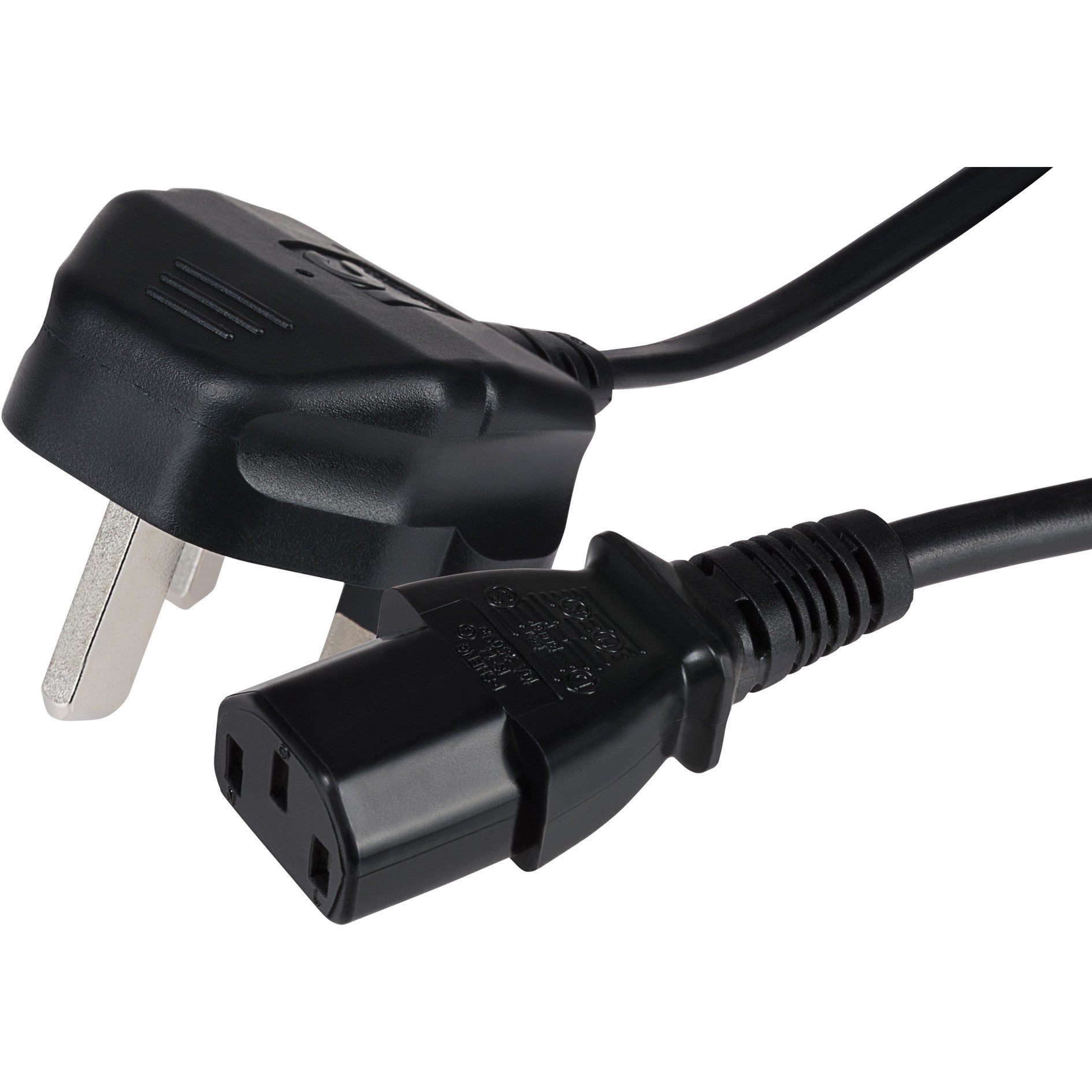Power Lead IEC C13 Female Plug to Pin Plug 2m 13 Amp Fuse