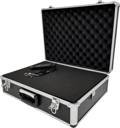 Maplin Plus Aluminium 150 x 460 x 330mm Flight Case with Shoulder Strap - Black - maplin.co.uk