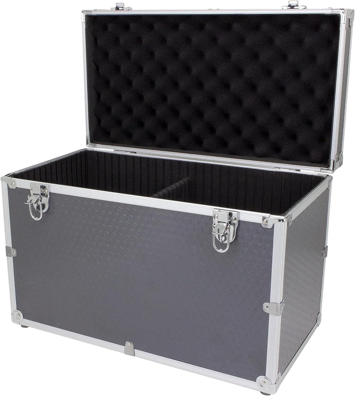 Maplin Plus Aluminium 310 x 450 x 240mm Flight Case with Internal Divider - Silver - maplin.co.uk