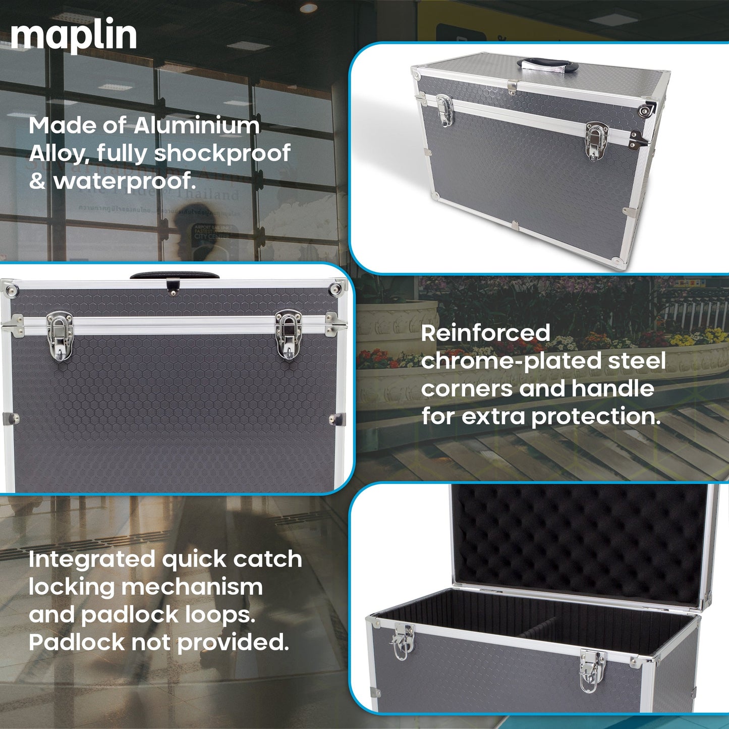 Maplin Plus Aluminium 310 x 450 x 240mm Flight Case with Internal Divi ...