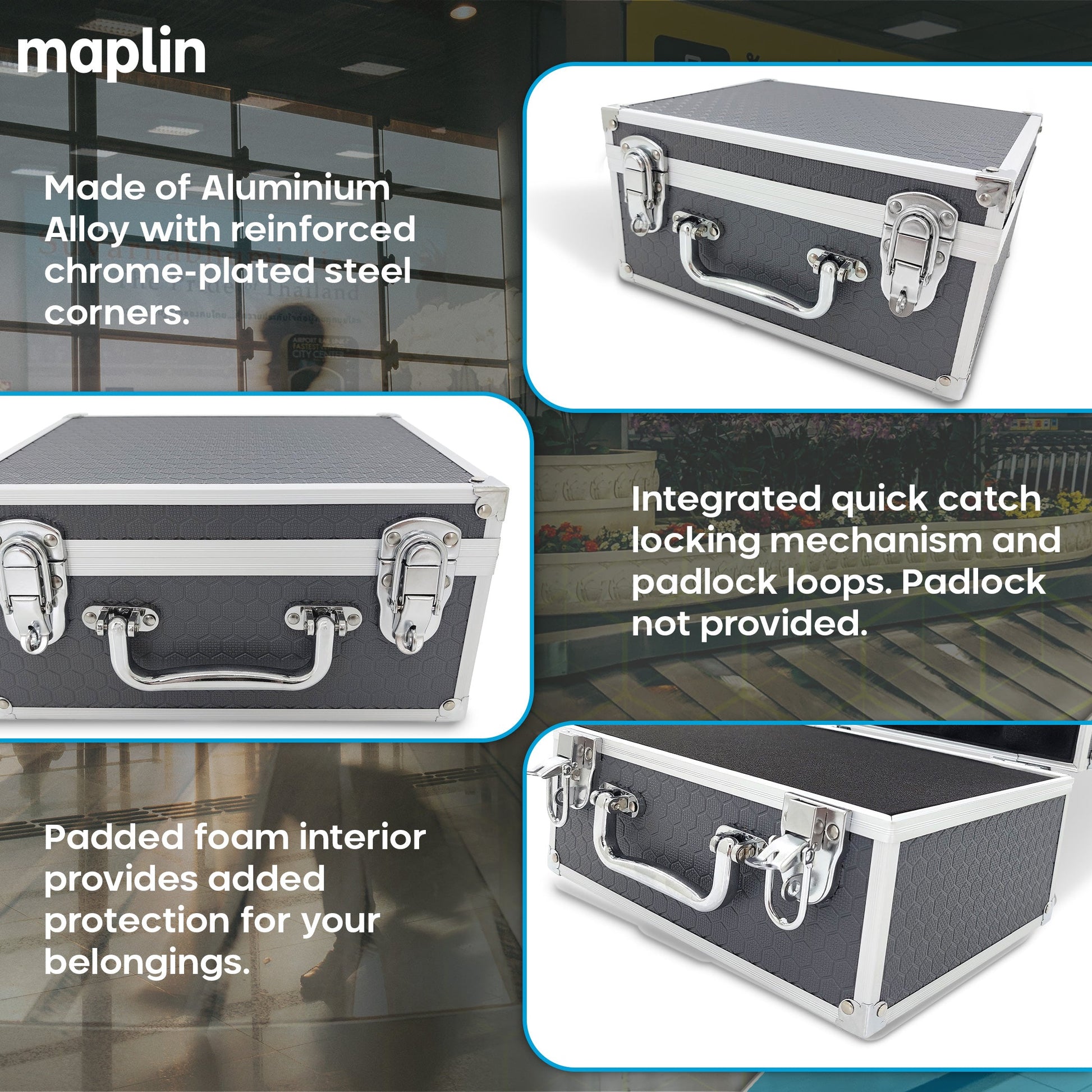 Maplin Aluminium 125 x 250 x 200mm Flight Case - Grey - maplin.co.uk