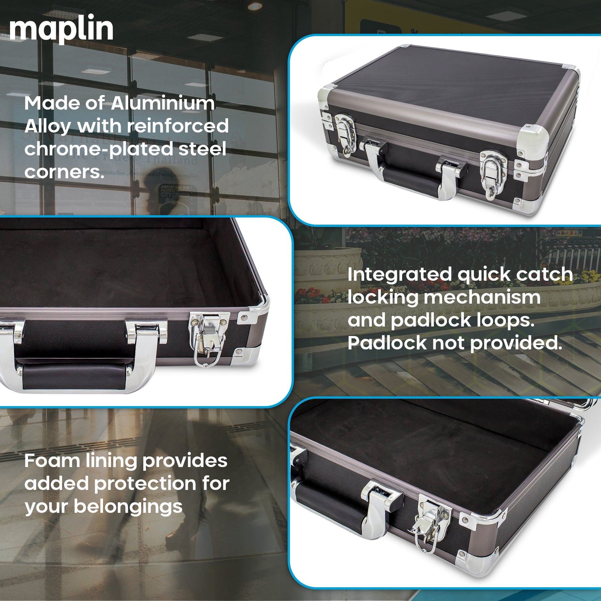 Maplin Plus Aluminium 120 x 340 x 240mm Flight Case - Bronze - maplin.co.uk