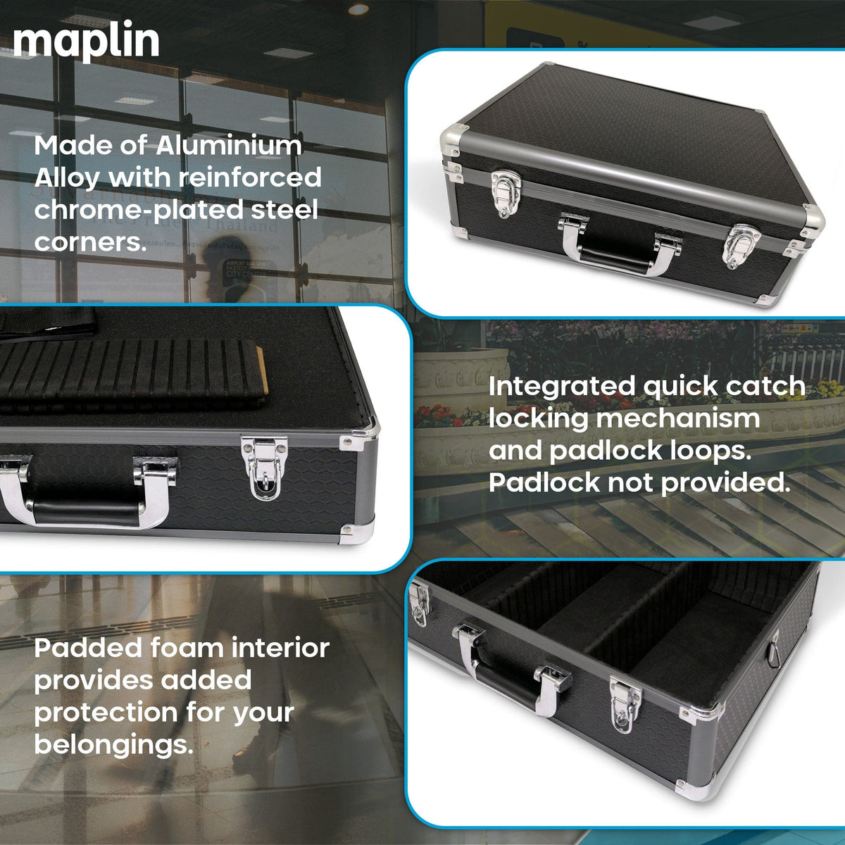 Maplin Plus Large Camera 170 x 460 x 340mm Flight Case - Gun Metal Gre ...