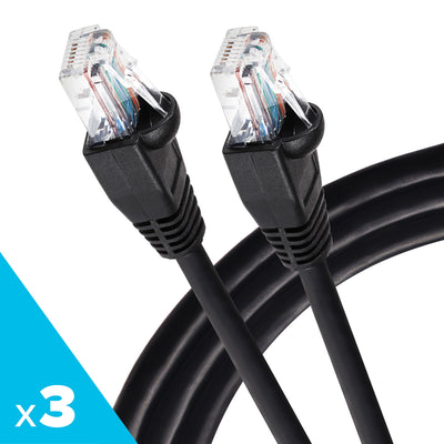 Maplin CAT6 RJ45 Plug UTP Ethernet Network Cable - Black, 25m (Pack of 3)