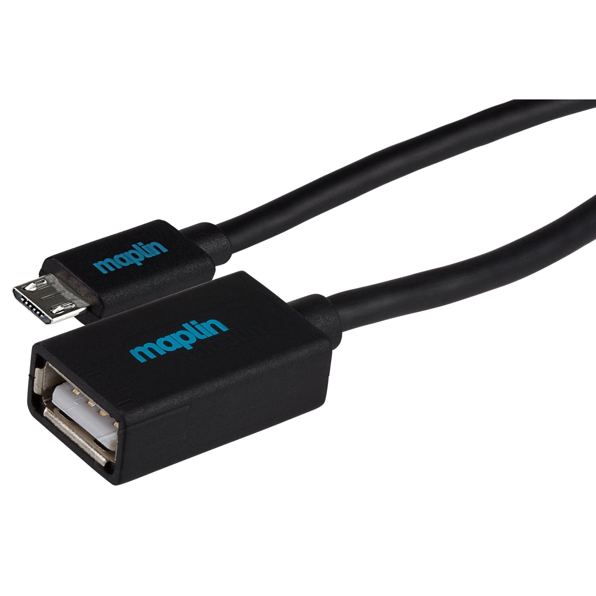 Micro USB Male to USB 2.0 Female Adapter Cable Black 0.15m