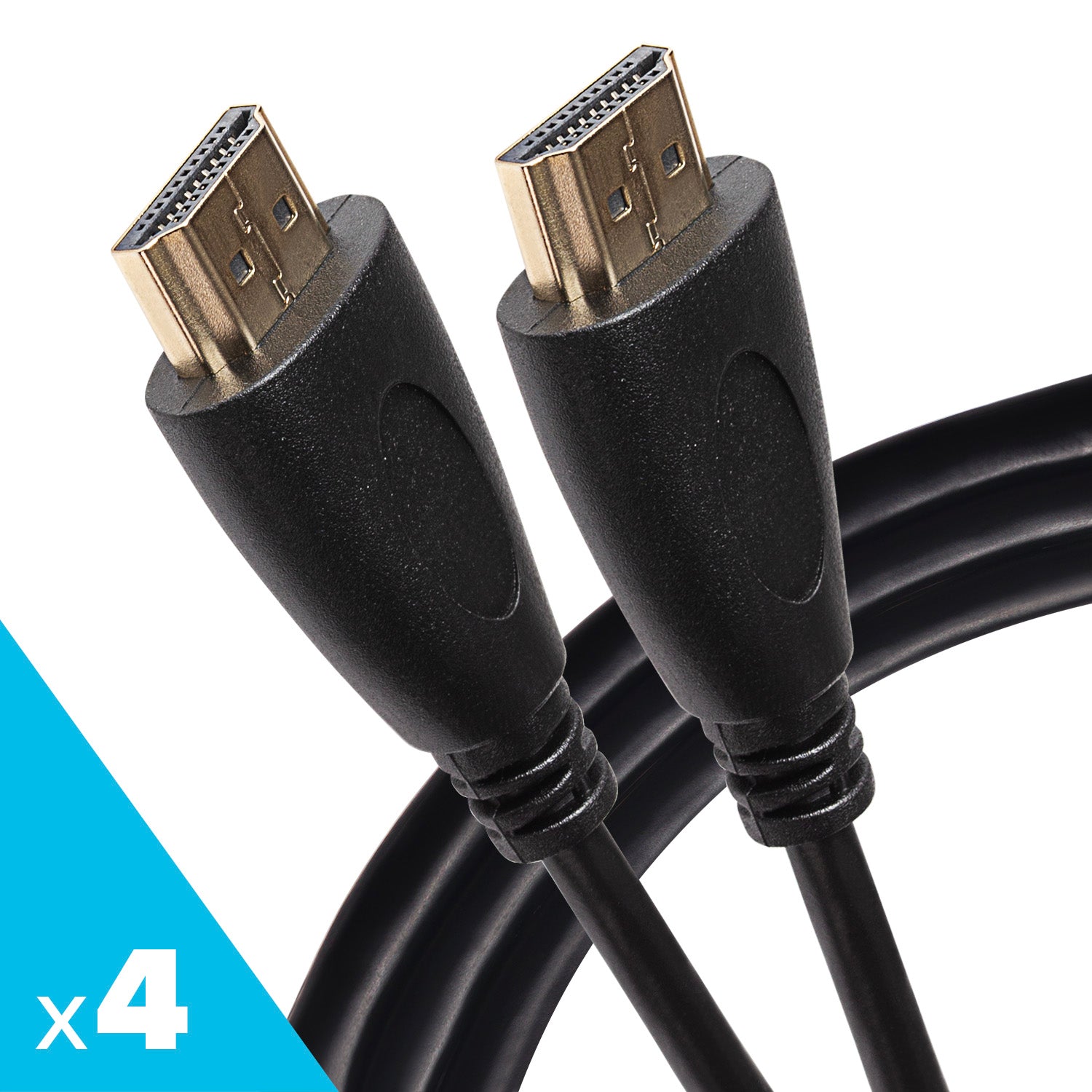 Maplin HDMI to HDMI 4K Ultra HD 30Hz Cable with Gold Connectors - Black, 5m (Pack of 4)