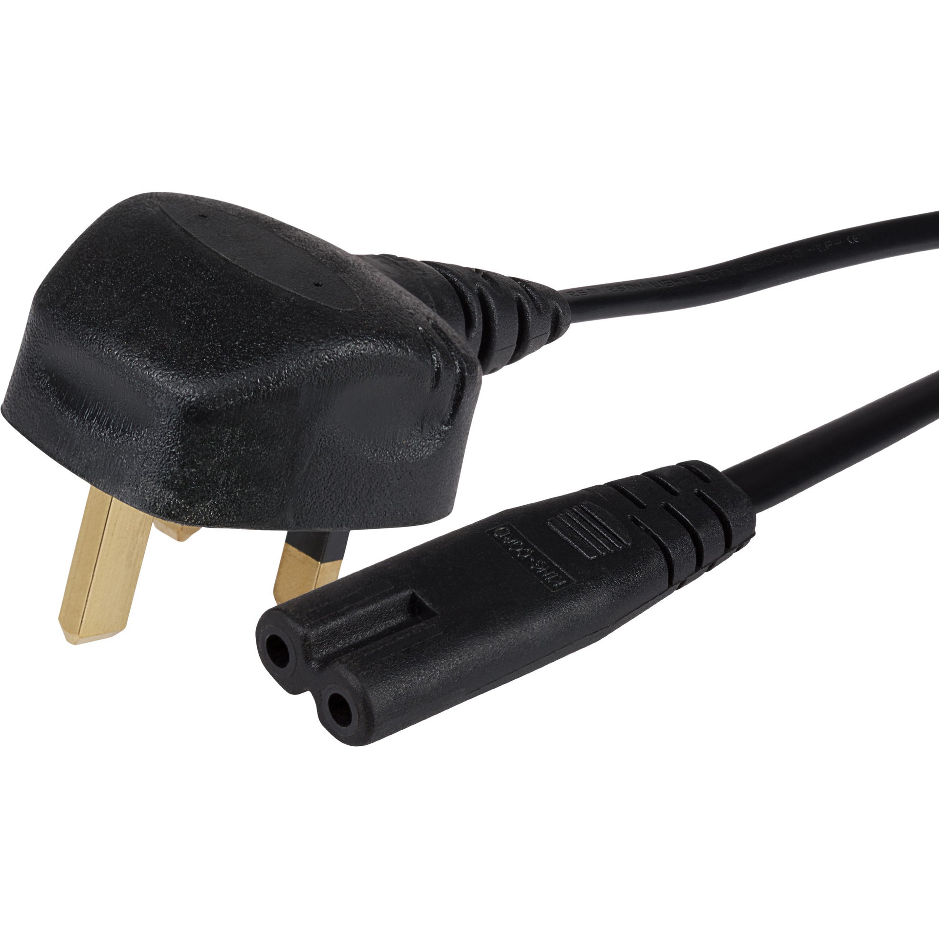 Power Lead IEC C7 Fig 8 2 Pin Plug to Pin Mains Plug 2m 3 Amp Fuse