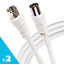 Maplin Satellite to TV Aerial Cable Coaxial F Type Male to RF Male - White, 1m (Pack of 2)
