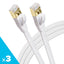 Maplin RJ45 CAT7 Flat Ethernet LAN Cable - White, 20m (Pack of 3)