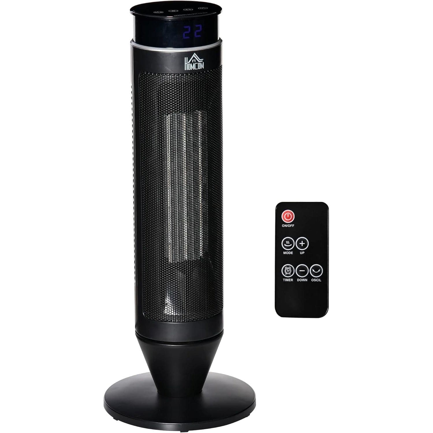 Maplin Plus 42° Oscillation Indoor Ceramic Tower Space Heater with Remote Control & Timer - Black - maplin.co.uk