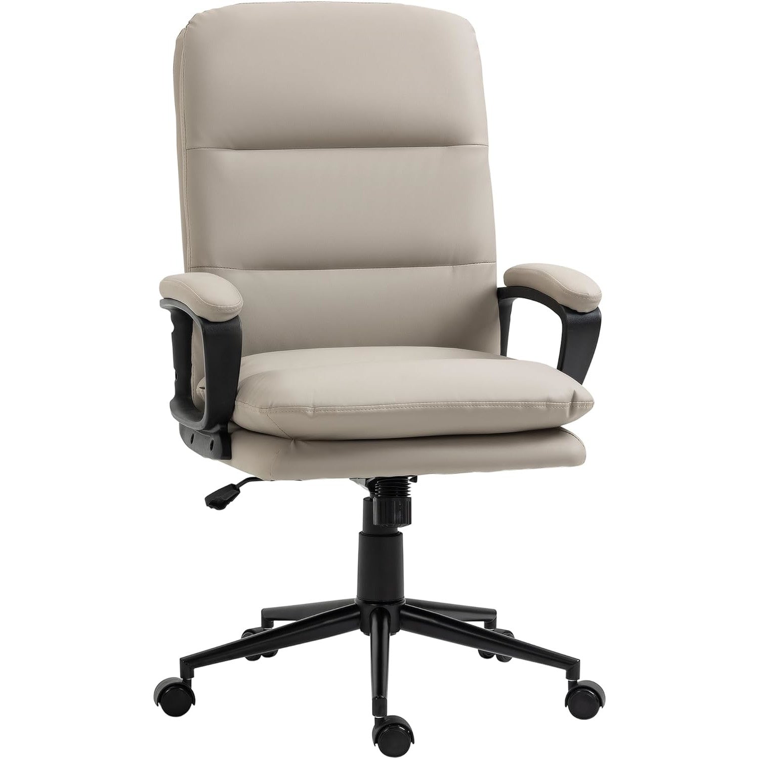 ProperAV Extra PU Leather Ergonomic Adjustable Office Chair - Light Grey - maplin.co.uk