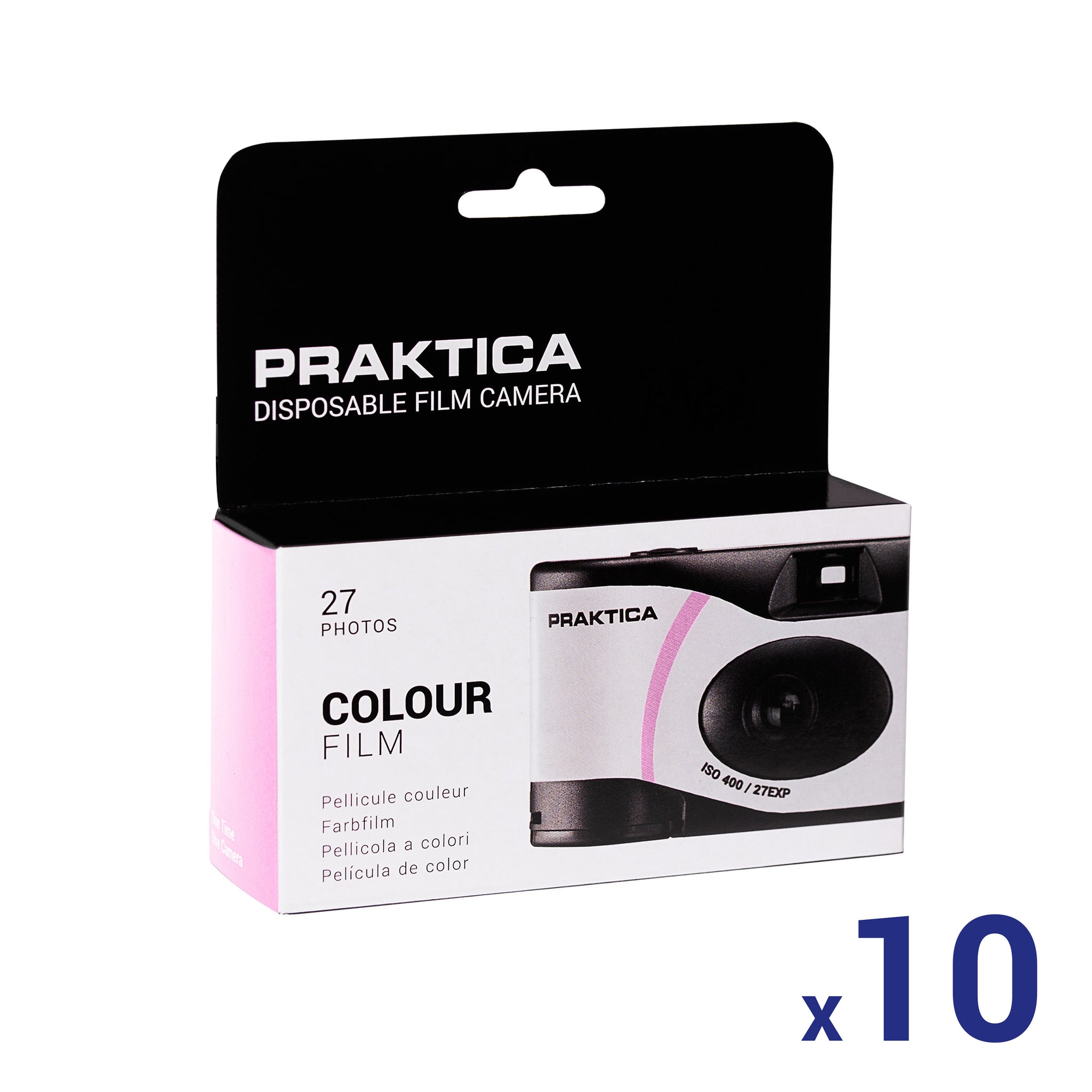 Praktica Single Use Disposable Colour Film Camera with Flash - Pink Pack of 10