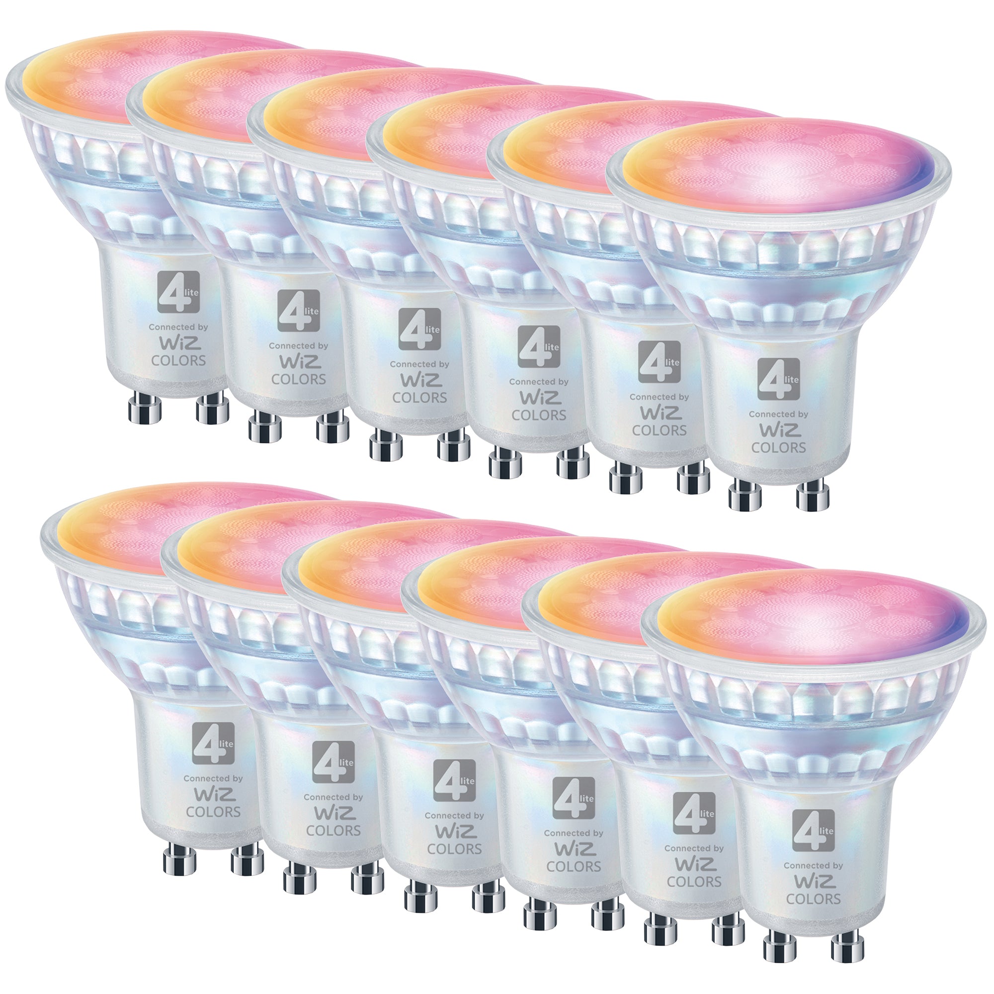 4lite Wiz Connect Dimmable Multicolour WiFi LED Smart Bulb - GU10 Pack of 12