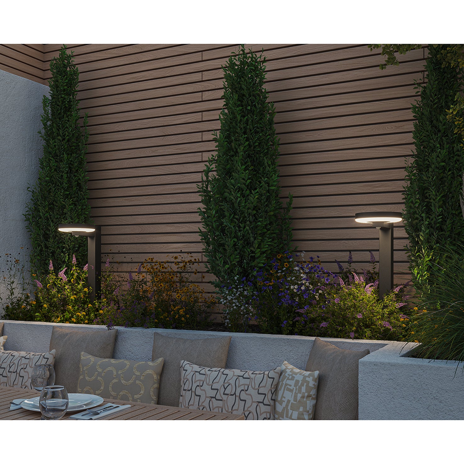 4lite Arundel Solar IP44 Die-Cast Aluminium LED Garden Bollard Light with Built in PIR Motion Sensor