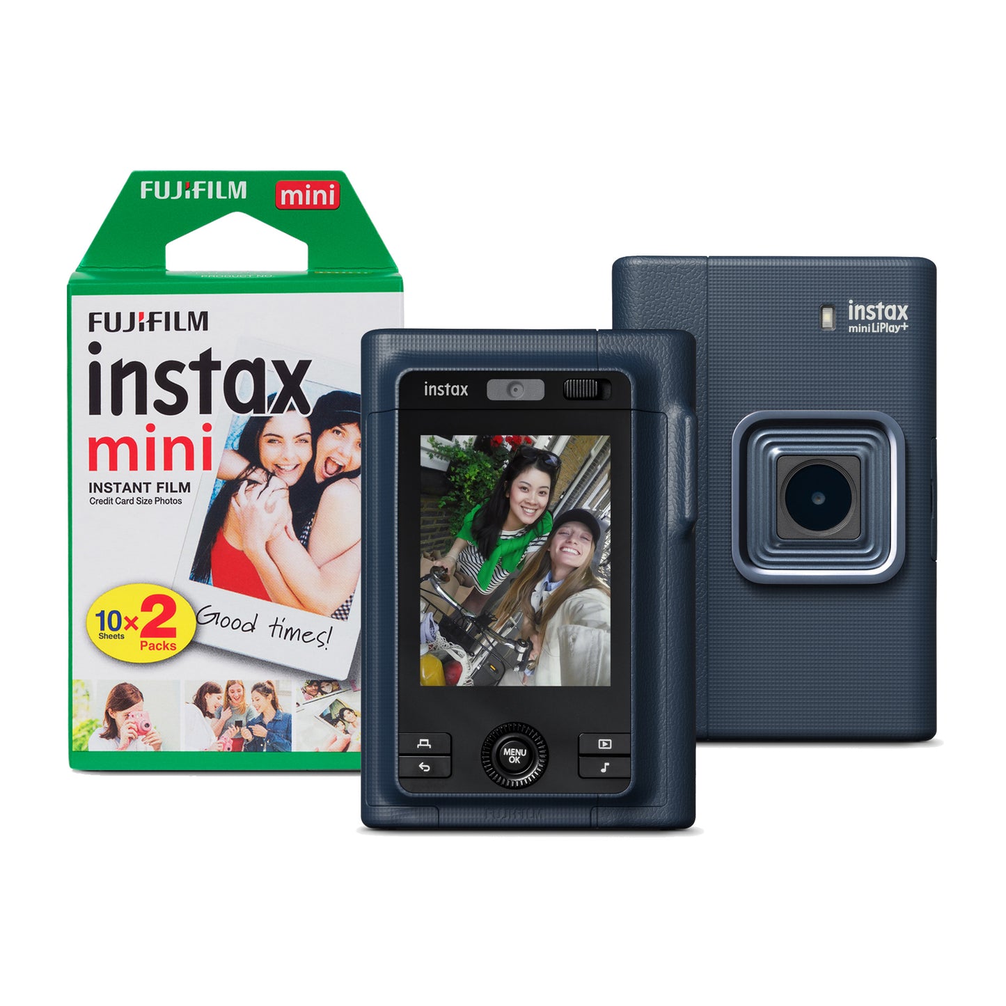 Fujifilm Instax Mini LiPlay Plus Hybrid Instant Camera - Navy Camera + 20 Shot Pack