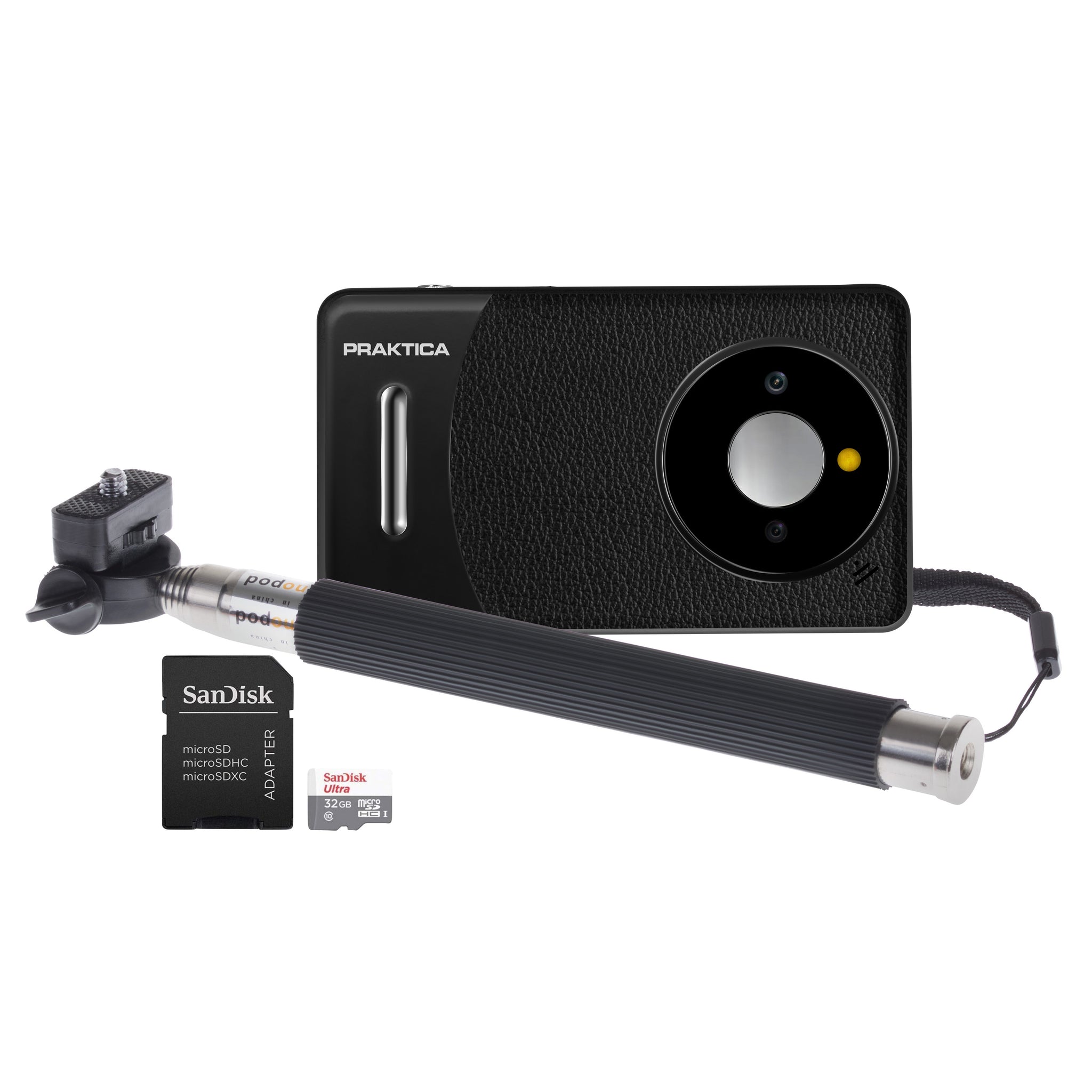 Praktica DZ13 Compact Digital Camera Camera + Sandisk 32GB MicroSD Card + Selfie Stick