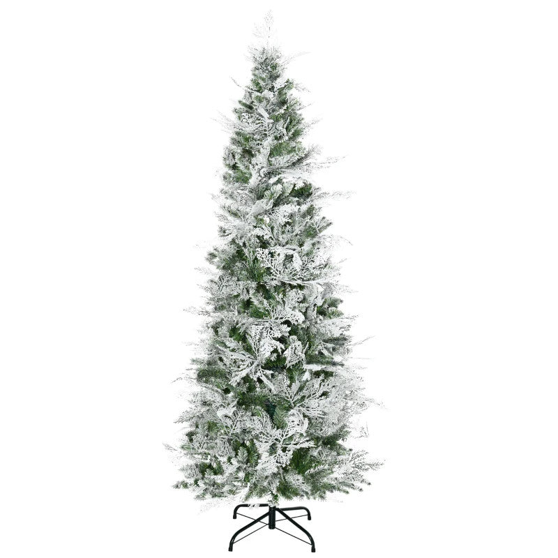 HOMCOM 6ft Pencil Snow Flocked Artificial Christmas Tree with Realistic Cypress Branches - maplin.co.uk