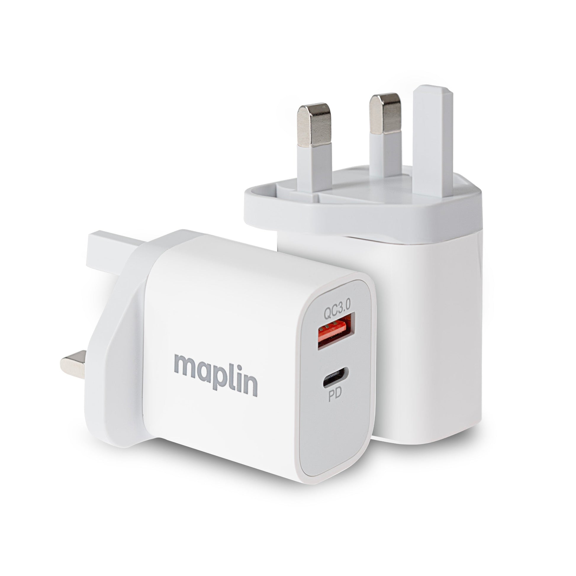 Maplin 2 Port USB Wall Charger 1x USB-A 1x USB-C PD QC 3.0 35W High Speed Charging - maplin.co.uk