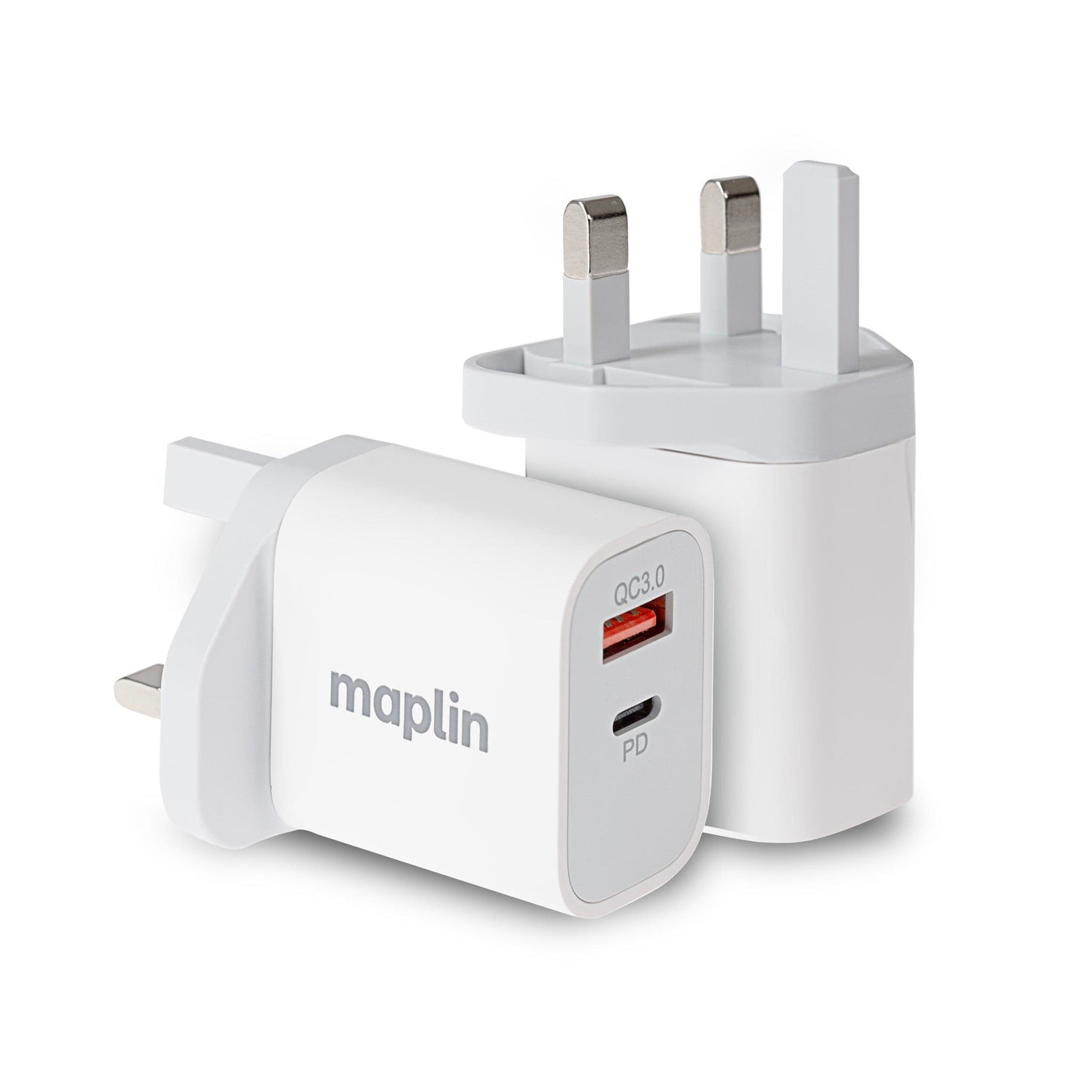 Maplin 2 Port USB Wall Charger 1x USB-A 1x USB-C PD QC 3.0 35W High Speed Charging - maplin.co.uk