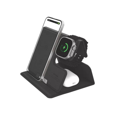 Microdia CHARGINGStation Folio 23W 3-in-1 Foldable Wireless Charging Station - Black