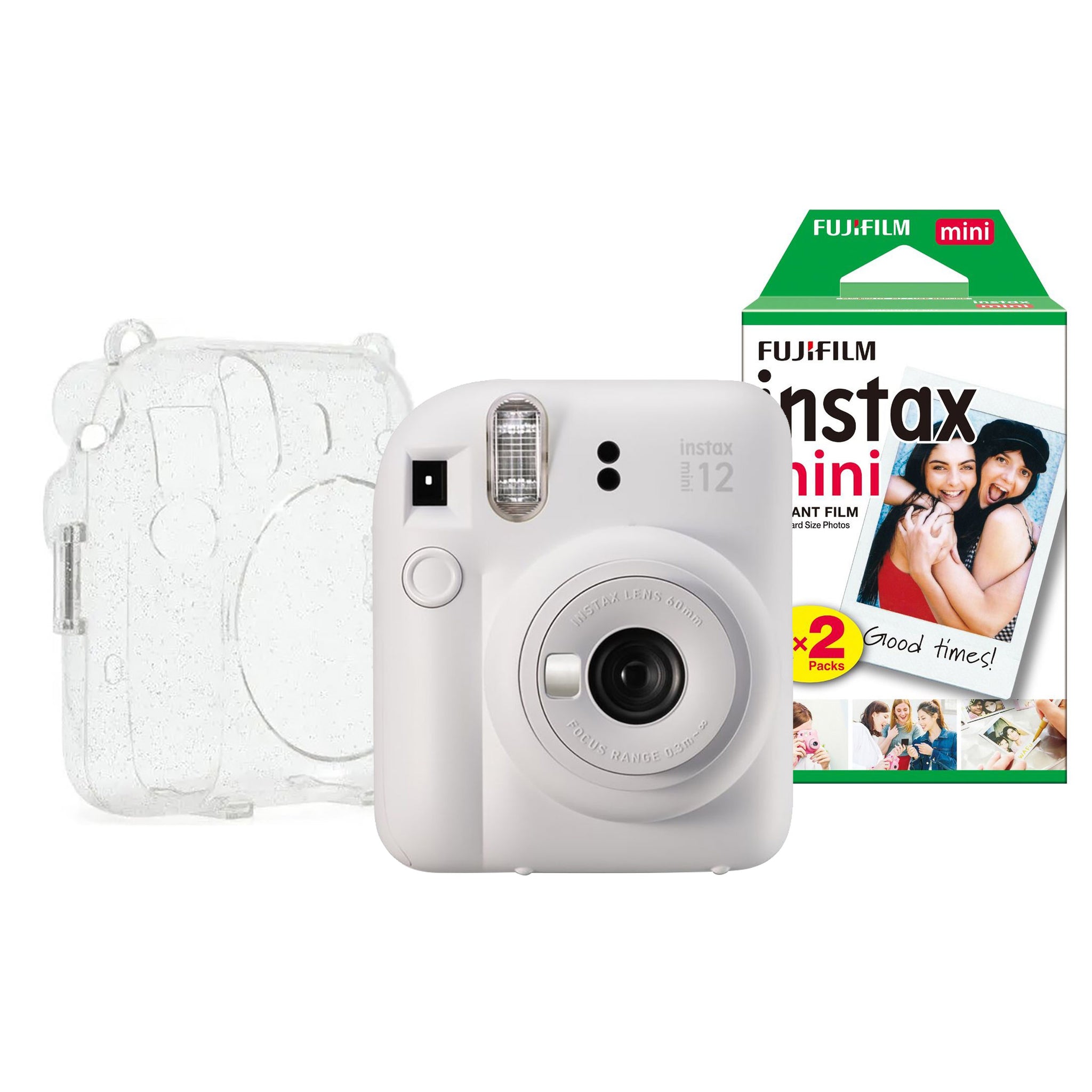 Fujifilm Instax Mini 12 Instant Camera - Clay White Camera + 20 Shot Pack + Case