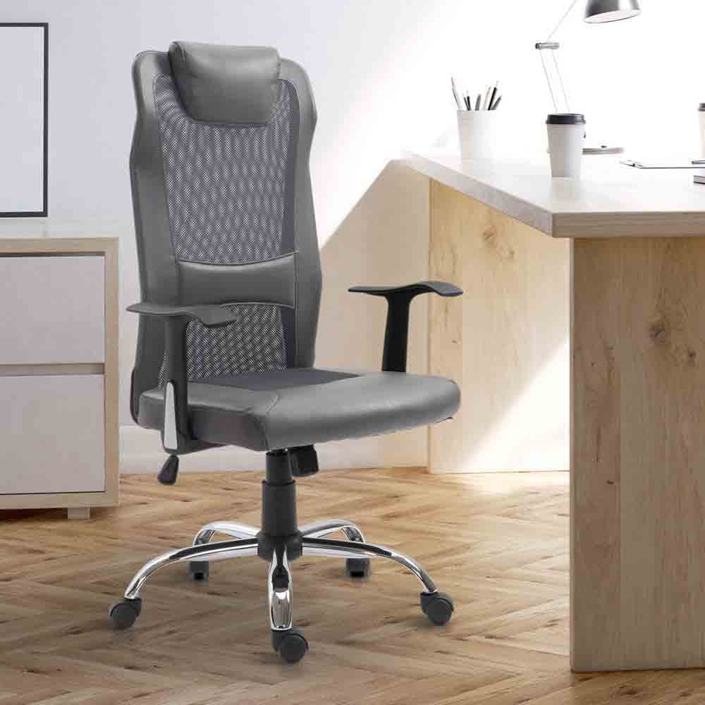 ProperAV Extra Adjustable Mesh Office Chair - Grey - maplin.co.uk