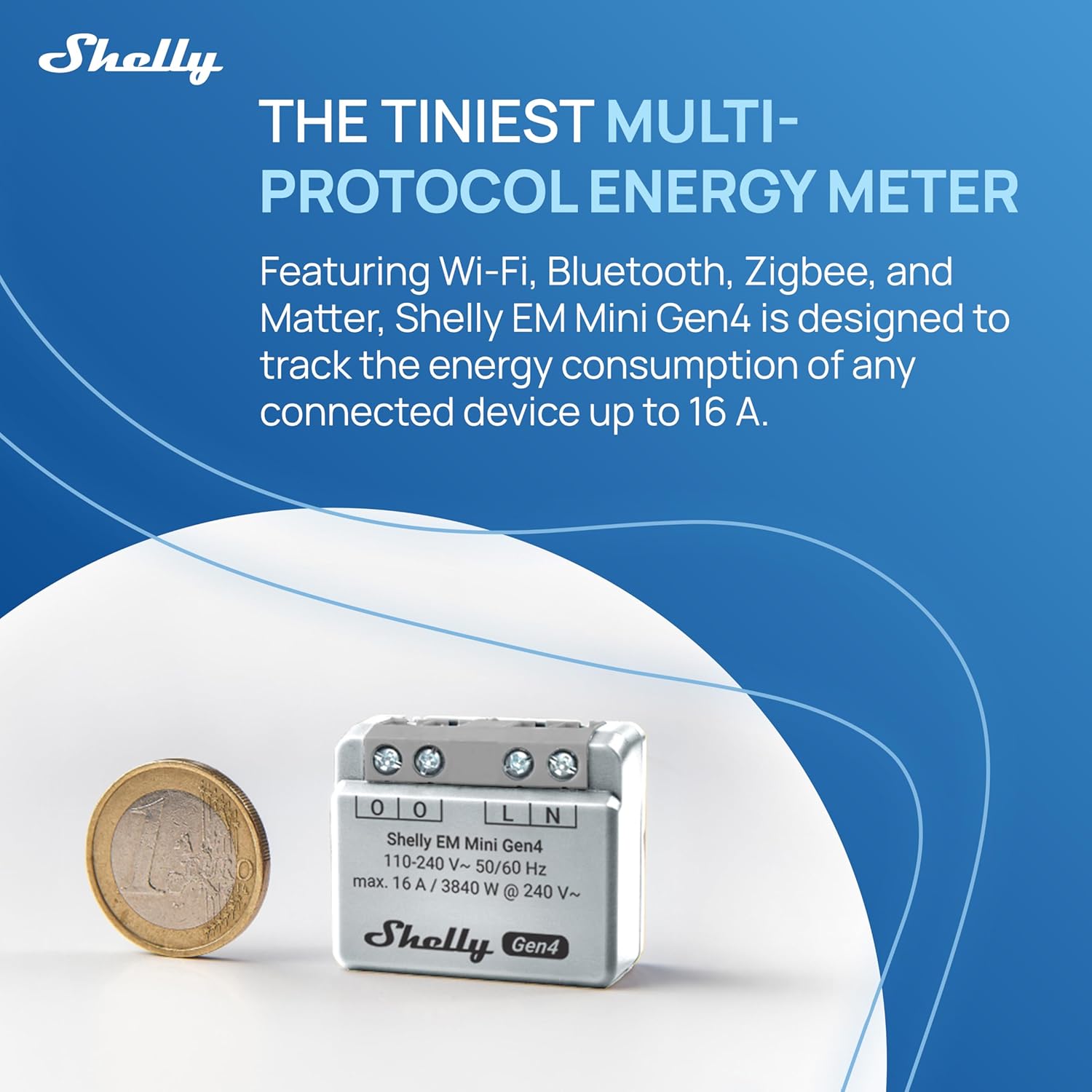 Shelly EM Mini Gen4 WiFi/Zigbee-Operated 16A Smart Energy Monitoring Device