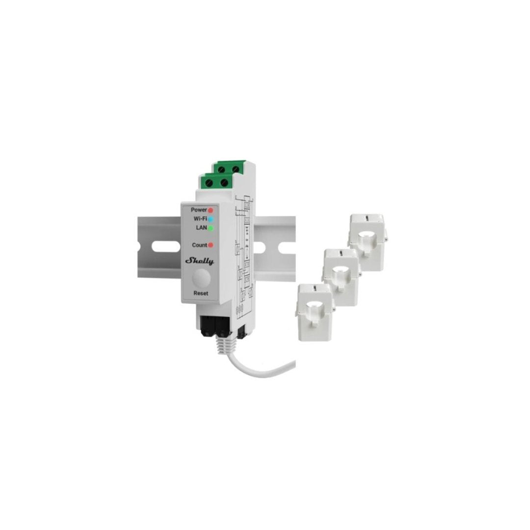 Shelly Pro 3EM 120A DIN-Mountable 3-Phase Energy Meter